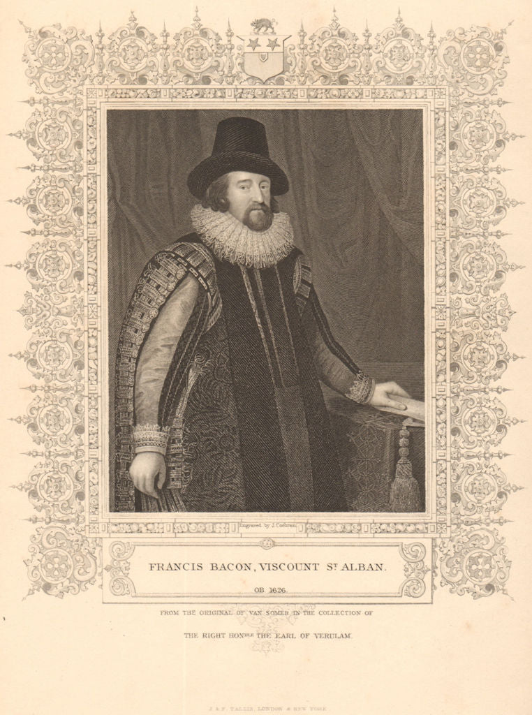 BRITISH HISTORY. Francis Bacon, Viscount Alban. Philosopher. TALLIS 1849 print